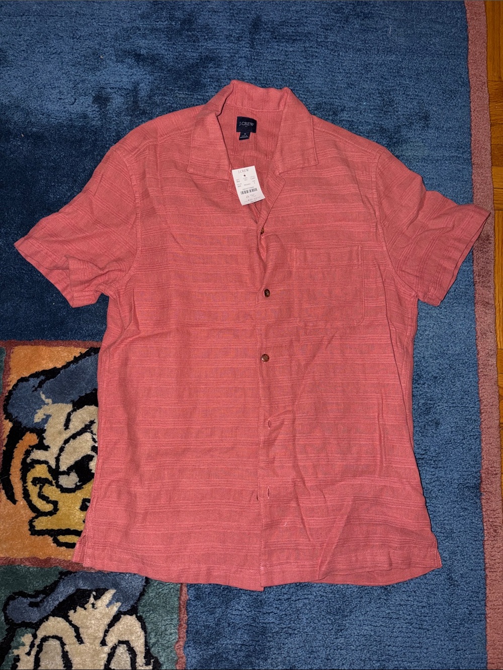 J. Crew Men’s Short Sleeve Button-Down Shirt in Coral